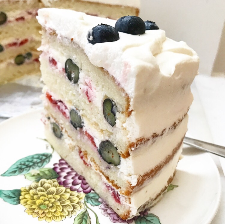 Red, White & Blueberry Cake